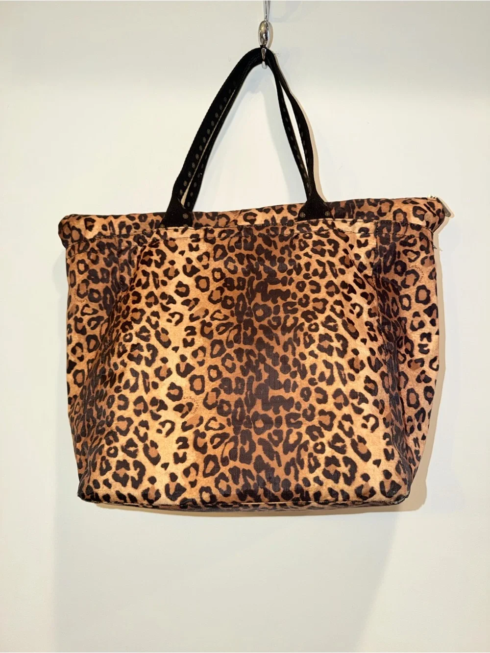 LESportsac Leopard Print XLarge Tote Bag with Black Handles